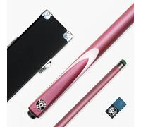 Jonny 8 Ball Inferno 57 Inch 2 Piece Centre Joint Graphite Fibreglass Snooker and Pool Cue and Case Set with 9.5mm Layered Green Tip, Black Hard Case and 2 x Chalks (Pink)