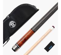 Jonny 8 Ball IRONWEAVE 58 Inch 2 Piece Centre Joint American Pool Cue with 12.5mm Layered Leather Tip - Free Microfibre Cue Towel (Brown Cue with Soft Case)