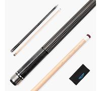 Jonny 8 Ball IRONWEAVE 58 Inch 2 Piece Centre Joint American Pool Cue with 12.5mm Layered Leather Tip - Free Microfibre Cue Towel (Grey Cue Only)