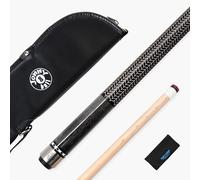 Jonny 8 Ball IRONWEAVE 58 Inch 2 Piece Centre Joint American Pool Cue with 12.5mm Layered Leather Tip - Free Microfibre Cue Towel (Grey Cue with Soft Case)