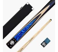 Jonny 8 Ball Marble 57 Inch 2 Piece Centre Joint Snooker and Pool Cue and Case Set with 9mm Tip, Black Hard Case and 2 x Chalks (Blue)