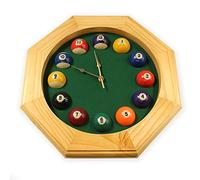Jonny 8 Ball Novelty 15 Inch OCTAGON NATURAL Pool Snooker Ball Analogue Wall Clock