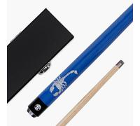 Jonny 8 Ball SCORPION 57 Inch 2 Piece Centre Joint Ash Snooker Pool Cue and Case Set with 9mm Tip and Hard Case (Blue with Black Case)