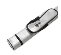 Jonny 8 Ball Two Tone Oval Snooker Pool Cue Case - Holds One 2-Piece Centre Jointed Cue, Removable Accessory Pocket (Silver)