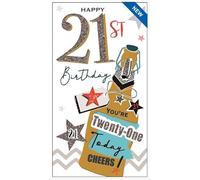 Jonny Javelin 21st Birthday Card Male Beer Bottle Cheers