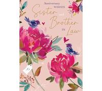 Jonny Javelin Anniversary Card for Sister & Brother-In-Law - Elegant Birds & Flowers Design - Embossed Foil Finish - Premium Greeting Card with Envelope
