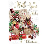 Jonny Javelin Both of You Christmas Card - Festive Hamper of Christmas Treats Embossed with Foil and Flitter Details