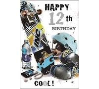 Jonny Javelin Boy Age 12 Happy 12th Birthday Card - Skateboard