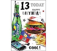 Jonny Javelin Boy Age 13 Today Happy Birthday Card - Burger
