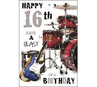 Jonny Javelin Boy Age 16 Happy 16th Have A Blast of A Birthday Card - Drums