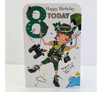 Jonny Javelin Boy Age 8 Birthday Card - Parachuting