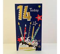Jonny Javelin Boy Happy 14th Birthday Card Age 14 Birthday Cake