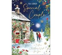 Jonny Javelin Christmas Card for a Special Couple - Festive Winter Scene - Embossed Foil & Flitter Finish - Premium Quality Christmas Greeting Card with Envelope