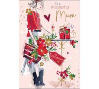 Jonny Javelin Christmas Card for a Wonderful Mum, Elegant Design | Heartfelt Verse, Embossed Foil and Flitter Finish, Illustrated Insert Leaf, Made in the UK