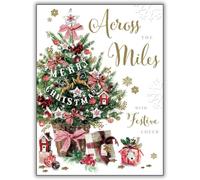 Jonny Javelin Christmas Card for Across the Miles - Festive Tree - Foil & Flitter Finish - Premium Special Christmas Greeting Card with Envelope for Family & Friends