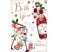Jonny Javelin Christmas Card for Both of You - Festive Drinks - Embossed Foil & Flitter Finish - Premium Special Christmas Greeting Card with Envelope