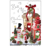 Jonny Javelin Christmas Card for Both of You - Festive Snowmen - Embossed Foil & Flitter Finish - Premium Quality Special Christmas Greeting Card with Envelope