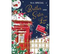 Jonny Javelin Christmas Card for Brother & Sister In Law - Festive Robins & Post Box - Embossed Foil & Flitter Finish - Premium Christmas Greeting Card with Envelope