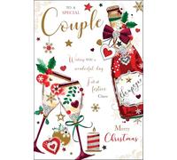 Jonny Javelin Christmas Card for Special Couple - Festive Drinks - Foil & Flitter Finish - Premium Christmas Greeting Card with Envelope