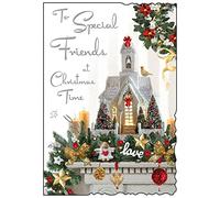 Jonny Javelin Christmas Card for Special Friends - Festive Mantlepiece Design - Embossed Foil Finish - Premium Quality Special Christmas Greeting Card with Envelope - For a Special Couple