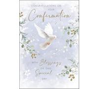 Jonny Javelin Confirmation Day Congratulations Card for Men or Boys - Confirmation Congratulations Card with White Dove Design and Embossed Foil Details