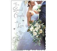 Jonny Javelin Congratulations on Your Wedding Day Card for Special Couple - Elegant Bride & Groom Design - Embossed Foil Finish - Premium Greeting Card with Envelope