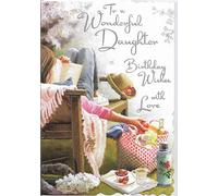 Jonny Javelin Daughter Birthday Card - Girl With Picnic 9" x 6.25" Code V304