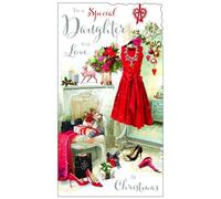 Jonny Javelin Daughter Christmas Card - Christmas Cards with Red Dress and Shoes Design with Special Finishes - Single Xmas Cards with Envelope