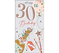Jonny Javelin Female 30th Milestone Birthday Card - Age 30 - Bottle of Fizz with Embossed Foil Flitter Deatils