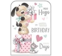 Jonny Javelin Female Birthday Card - General Card for Women/Girls - Teddy Bear & Gifts Embossed with Foil & Flitter Details - Made in England