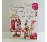 Jonny Javelin Female Birthday Wishes Just For You Card Birthday Cake Champagne Glass