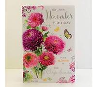 Jonny Javelin Female On Your November Birthday Card - Chrysanthemum Butterflies