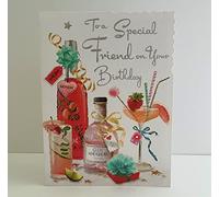 Jonny Javelin Female Special Friend Birthday Card - Cocktails Bottles Presents