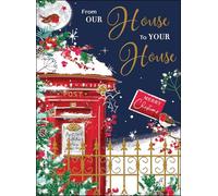 Jonny Javelin From Our House to Your House Christmas Card - Festive Winter Scene - Foil & Flitter Finish - Premium Quality Special Christmas Greeting Card with Envelope - For Family or Friends