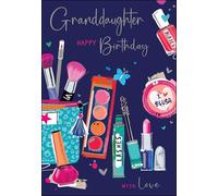 Jonny Javelin Granddaughter Birthday Card - Happy Birthday Card with Contemporary Make Up Bag Design and Embossed Foil Details - Birthday Card for Women or Girls