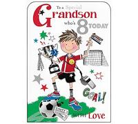 Jonny Javelin Grandson 8th Birthday Card (JJ-TW212) Football Player - Goal