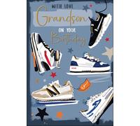 Jonny Javelin Grandson Birthday Card - Happy Birthday Card with Contemporary Trainers Design and Embossed Foil Details - Birthday Card for Men or Boys