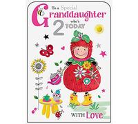 Jonny Javelin - 'Happy Birthday' - Granddaughter 2nd Birthday Greetings Card - Funky, Flowers, Outdoors