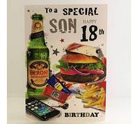 Jonny Javelin Happy Birthday Son Age 18 18th Birthday Card - Burger Chips Phone
