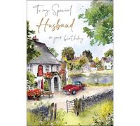 Jonny Javelin Husband Birthday Card - Vintage Artistic Greeting Card with Pub Scene - UK Made