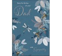 Jonny Javelin Loss of Dad Sympathy Card - Condolence Card with Dragonfly Botanical Design and an Embossed Foil Finish - Artistic Bereavement Card