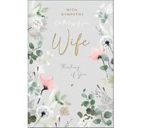 Jonny Javelin Loss Of Wife Sympathy Card - Flower Border Gold Foil 7.5x5.25"