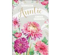 Jonny Javelin Lovely Auntie Birthday Card - Pink Dahlias Embossed with Foil Details