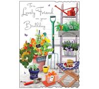 Jonny Javelin Lovely Friend Birthday Card - Happy Birthday Card with Herb Garden and Cake Design with an Embossed Foil Finish - Birthday Card for Women
