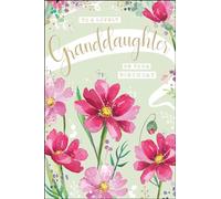 Jonny Javelin Lovely Granddaughter Birthday Card - Pink Cosmos Flowers Embossed with Foil Details