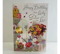 Jonny Javelin Lovely Sister In Law Happy Birthday Card Kitchen Dresser Flowers