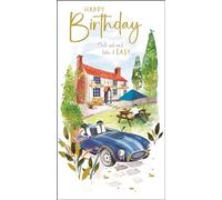 Jonny Javelin Male Birthday Card for Him - General Card for Men - Chill Out - Vintage Car Design - Special Finishes and Illustrated Insert Leaf - Made in the UK,228 x 155mm