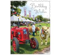 Jonny Javelin Male Birthday Card - Happy Birthday Card with Artistic Country Show and Tractor Design and Embossed Foil Details - Birthday Card for Men