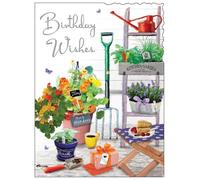 Jonny Javelin Male/Female Birthday Card - Happy Birthday Card with Artistic Gardening Design and Embossed Foil Details - Birthday Card for Men/Women