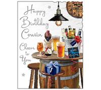 Jonny Javelin Male Happy Birthday Cousin Cheers To You Card - Beer Barrel